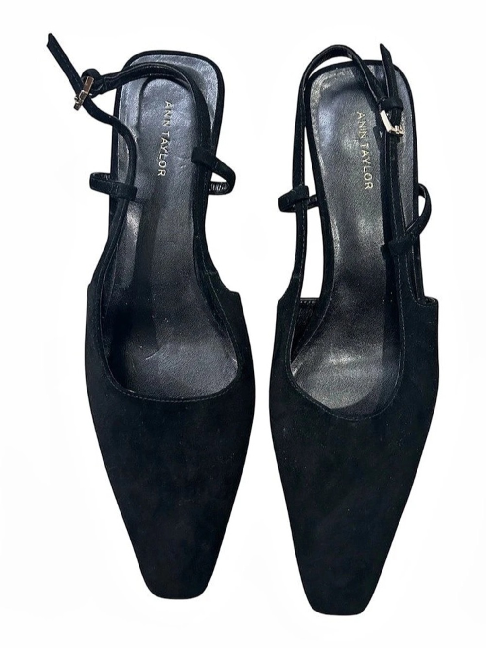 Ann Taylor Pointed Toe Slingback Heels Black US 7.5